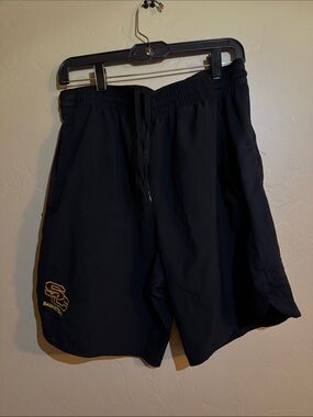 Under Armour Black Athletic Basketball Shorts with Gold Logo